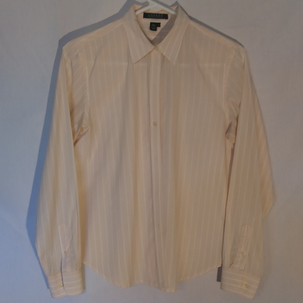 Ralph Lauren S peach and white striped blouse